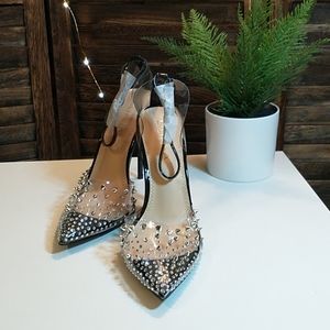 Liliana Studded Clear Heel Sz 10M